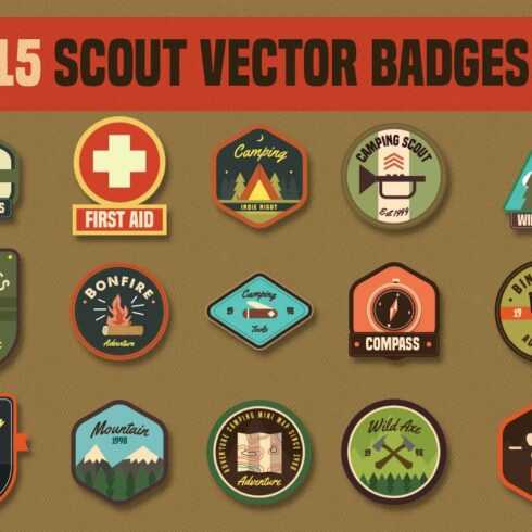 15 Scout Vector Badges icon cover image.