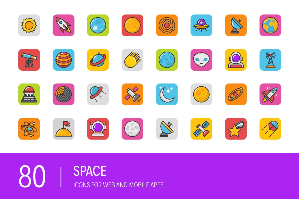 80 Space Icons cover image.