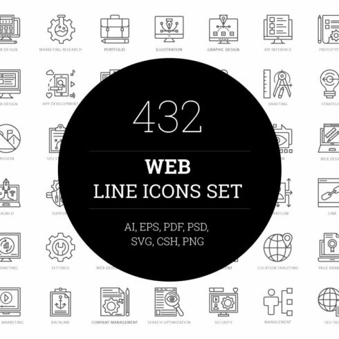 432 Web Line Icons cover image.
