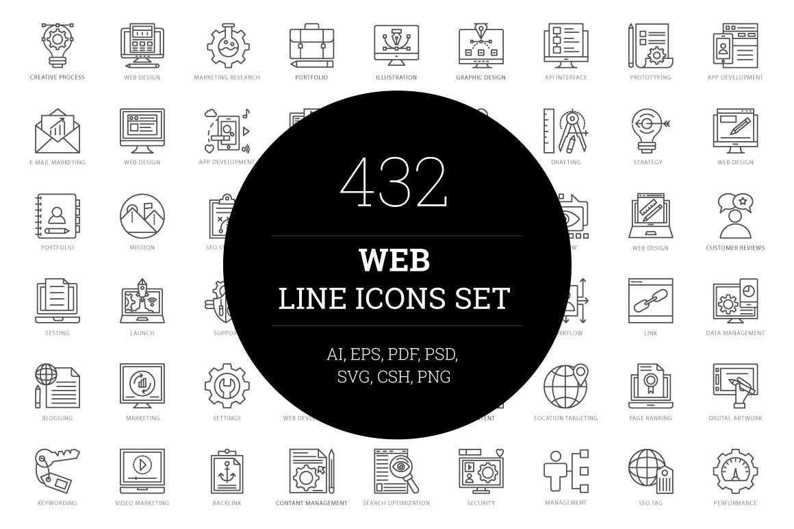 432 Web Line Icons cover image.