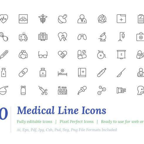 300 Medical Line Icons cover image.