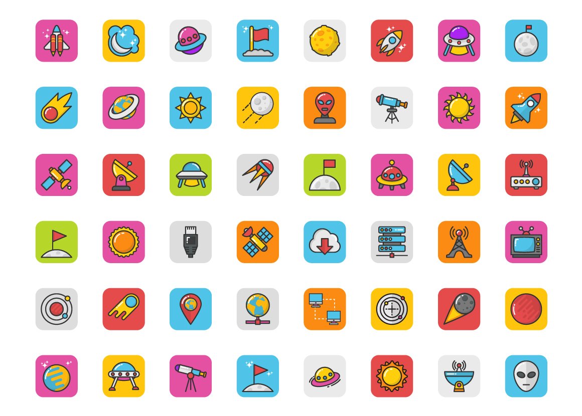 80 Space Icons preview image.