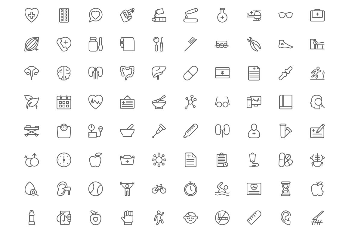 300 Medical Line Icons preview image.