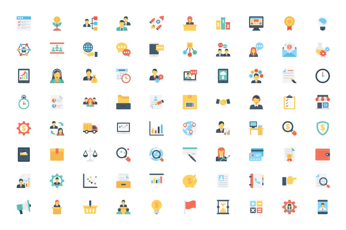 267 Flat Project Management Icons preview image.