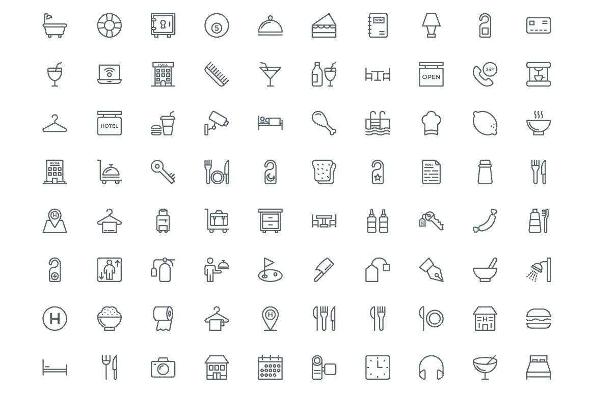 510 Hotel and Restaurant Line Icons preview image.