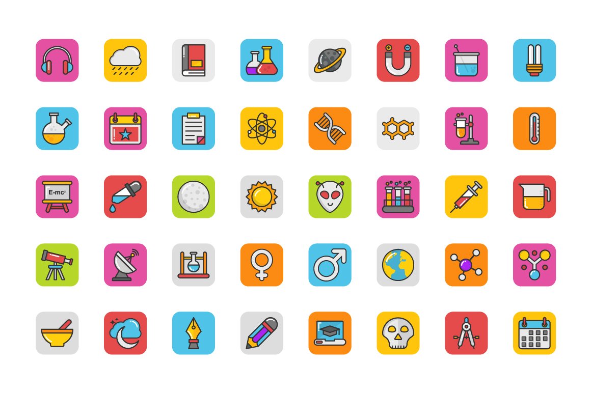 208 Education Icons preview image.