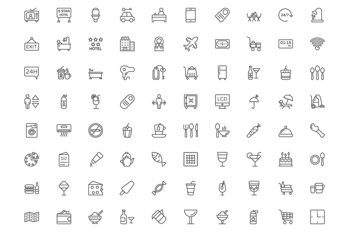 390 Hotel Line Icons preview image.