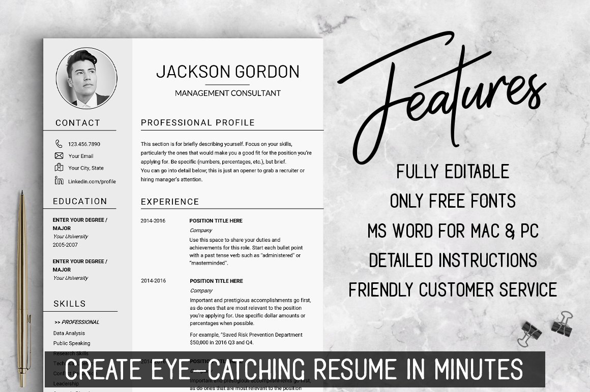 Professional RESUME TEMPLATE / JG preview image.