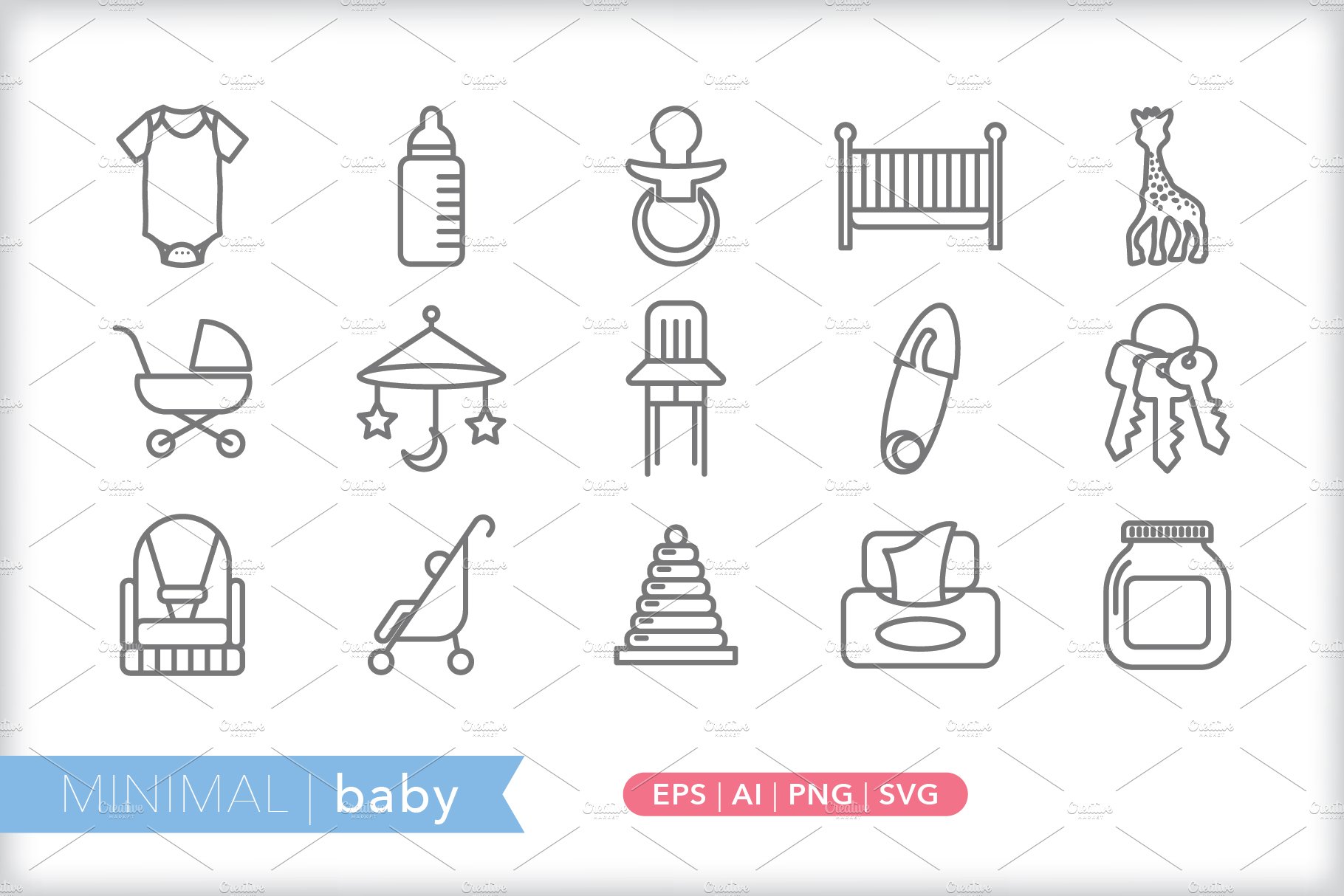 Minimal baby icons cover image.