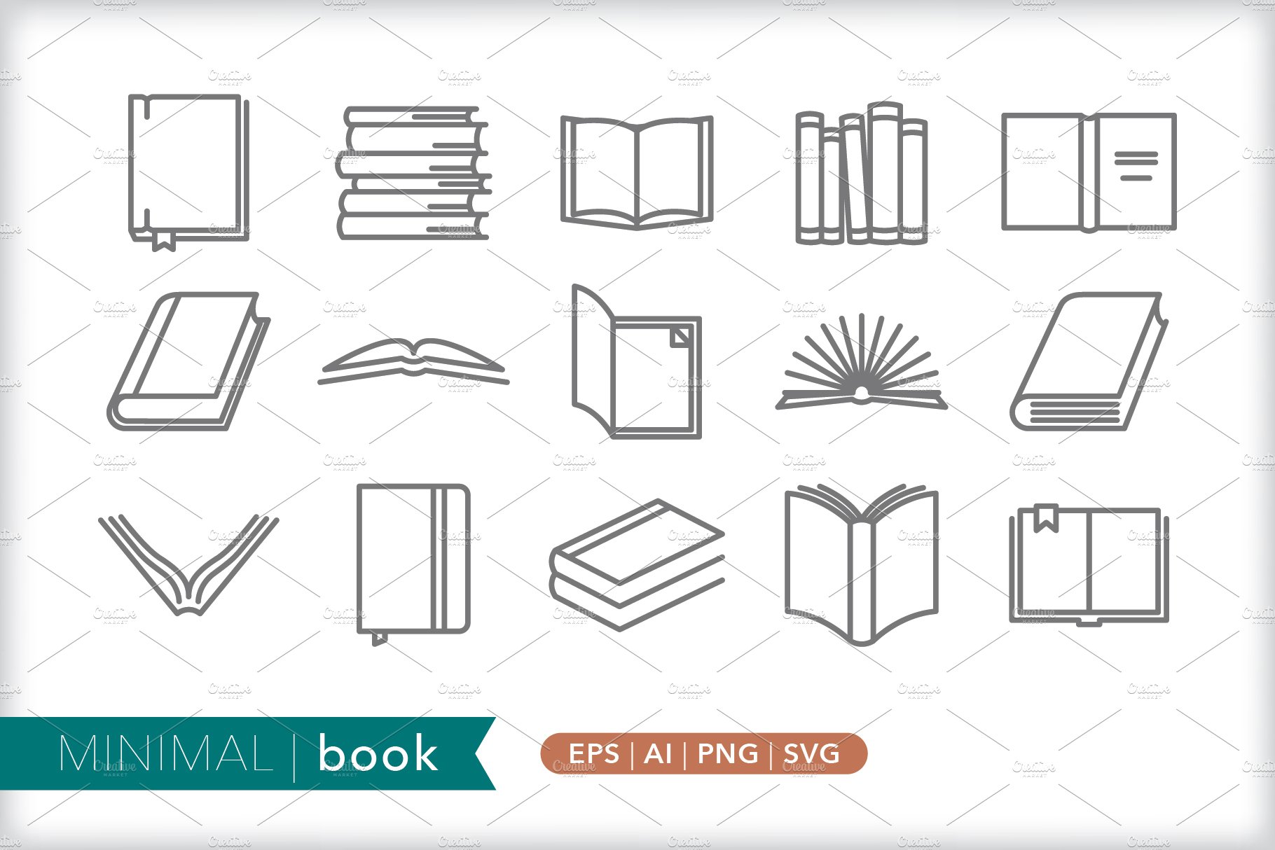 Minimal book icons cover image.