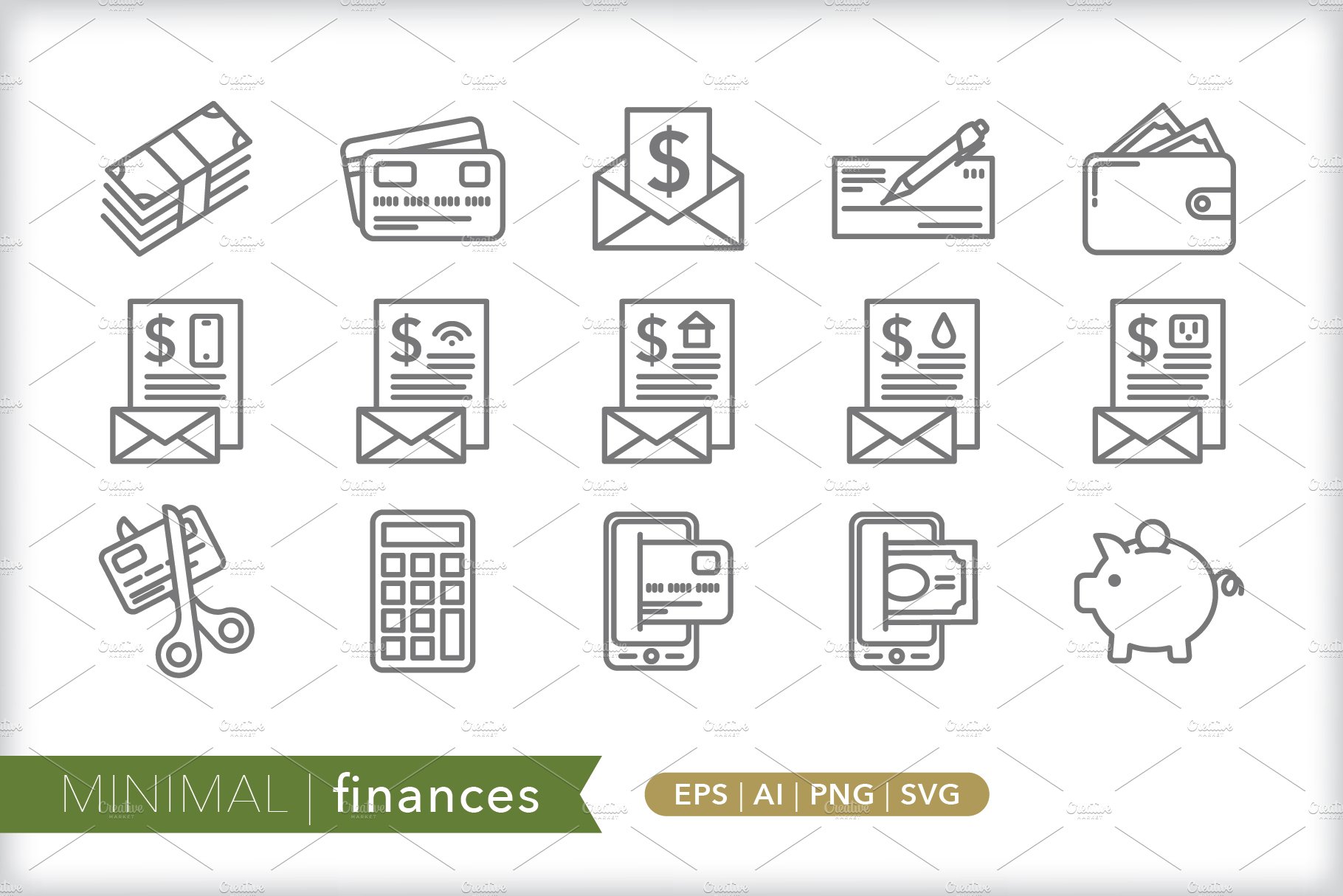 Minimal finances icons cover image.