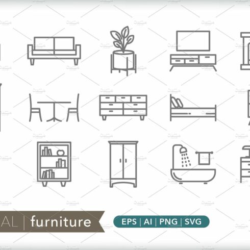 Minimal furniture icons cover image.