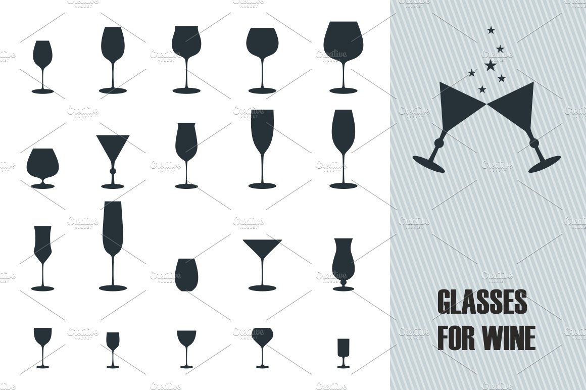 Glasses for wine icons cover image.