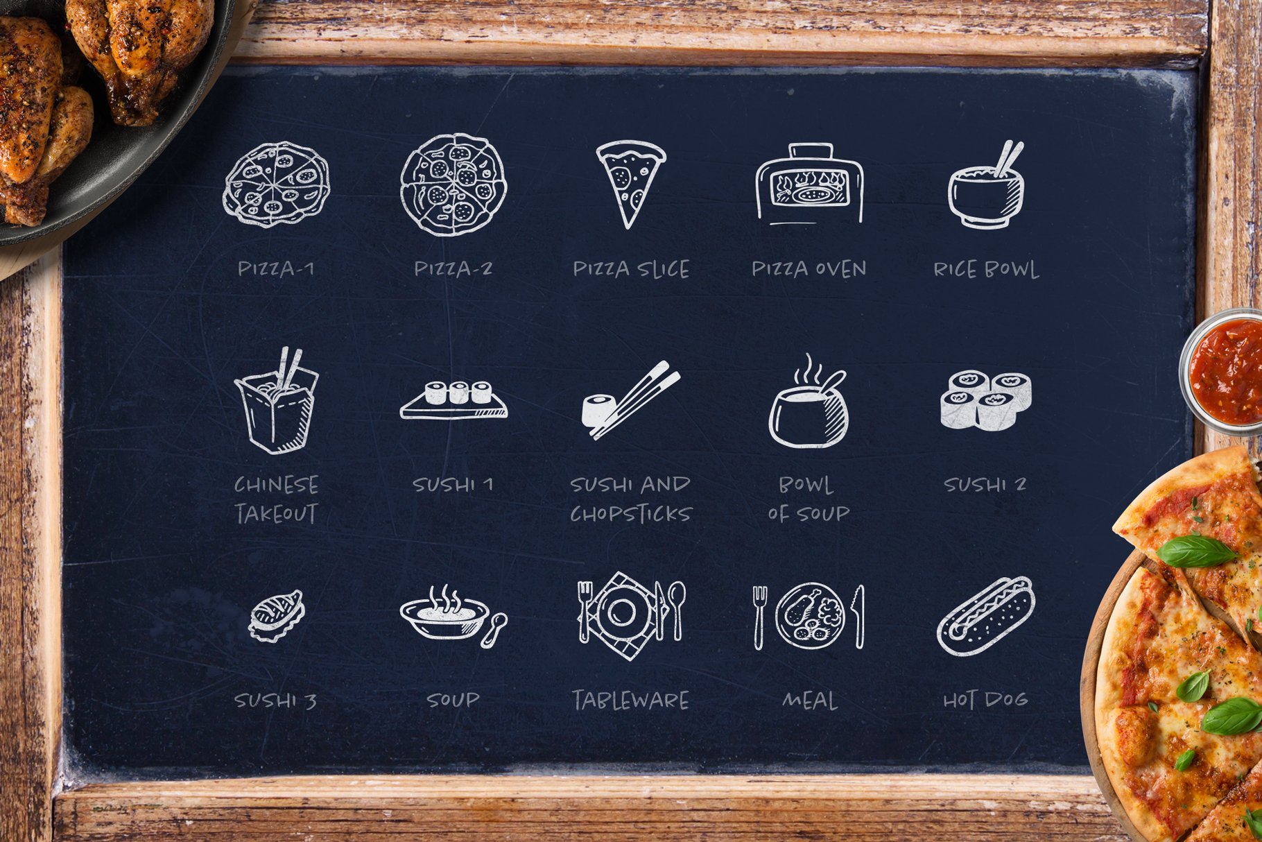 Bistro & Restaurant Hand Drawn Icons preview image.
