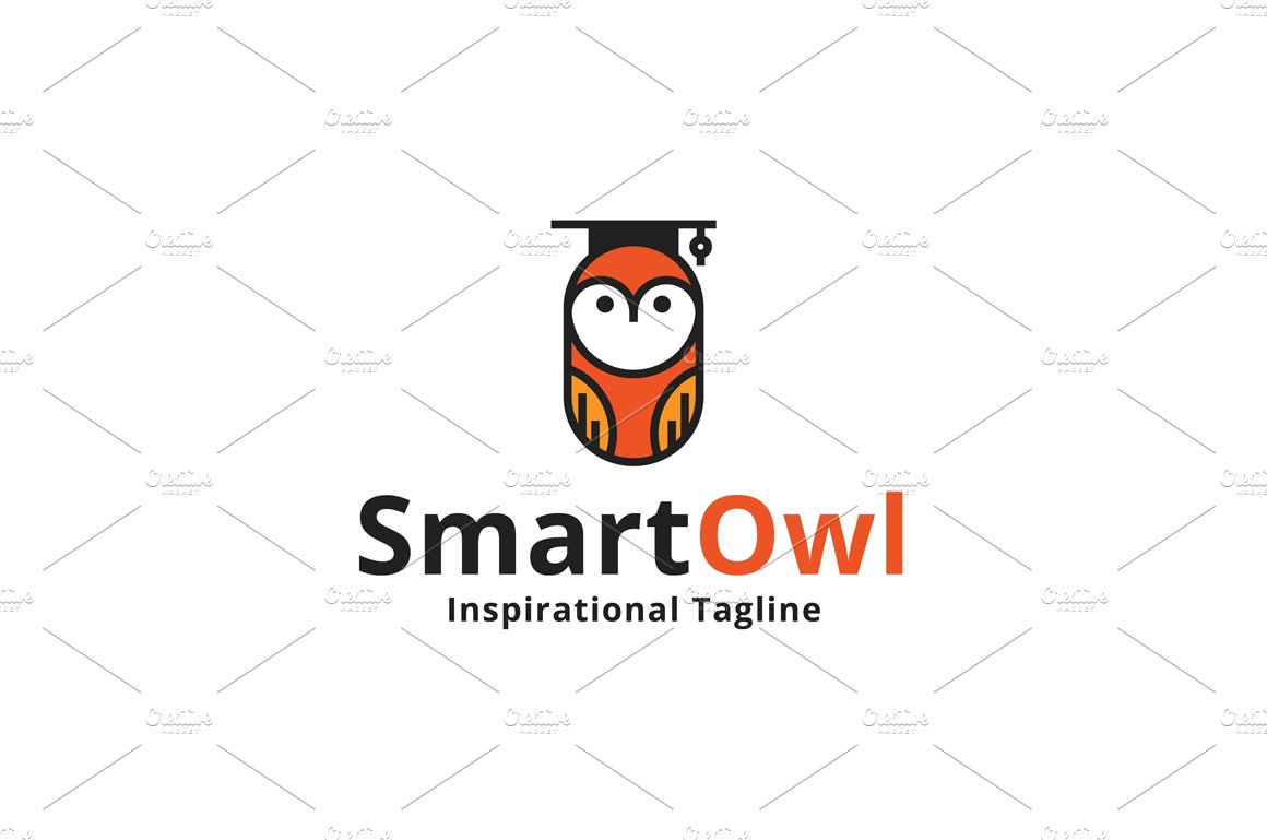Smart Owl Logo Template preview image.