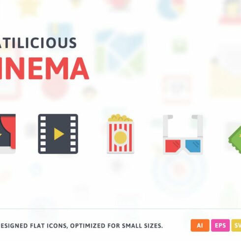 Cinema Flat Icons cover image.