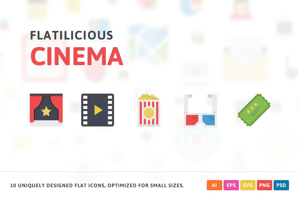 Cinema Flat Icons cover image.