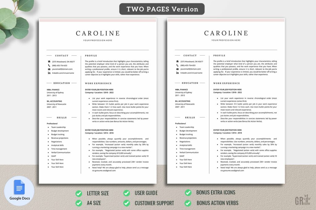 Google Docs Resume Template 03 MasterBundles