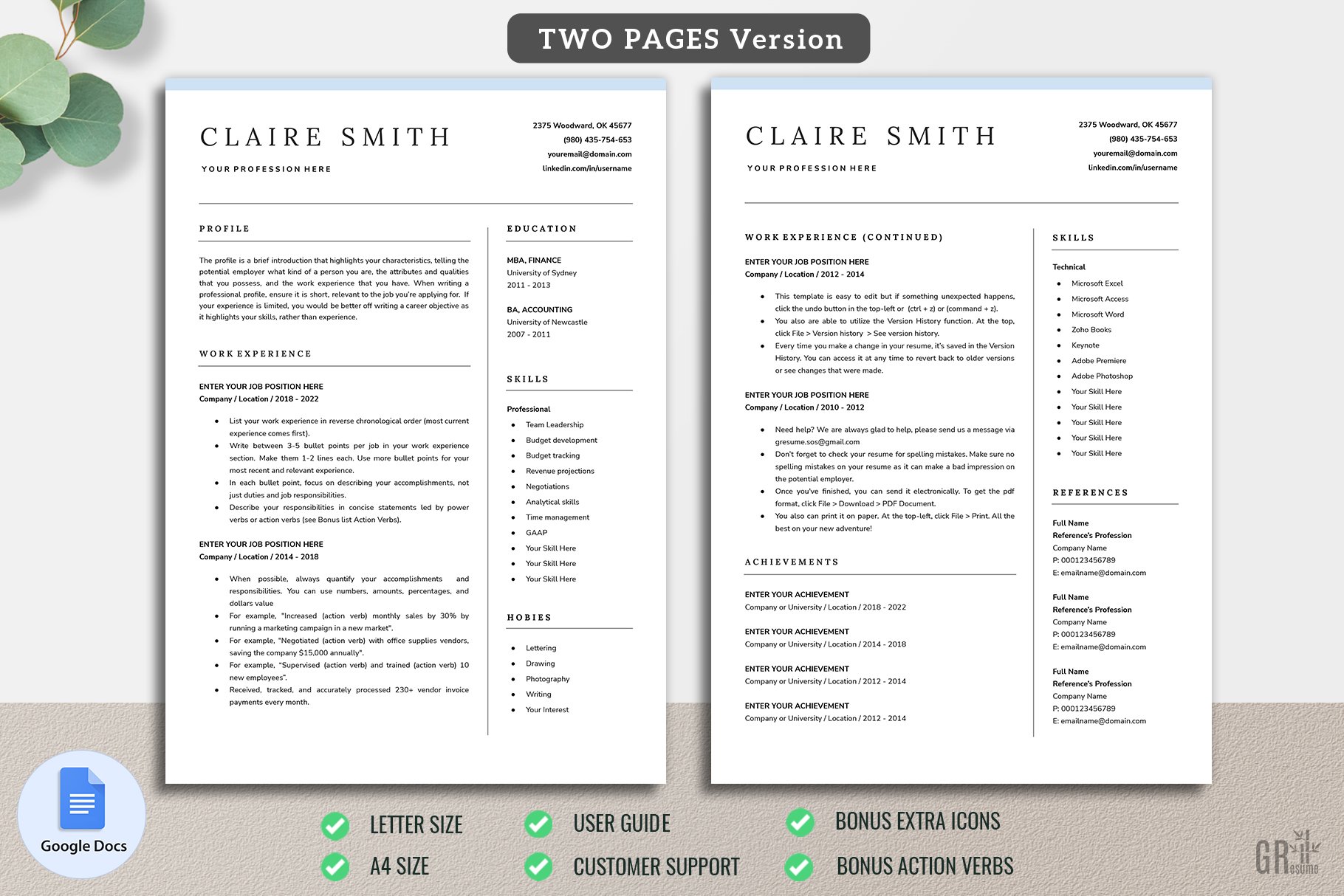 cm resume template 2 two pages 55
