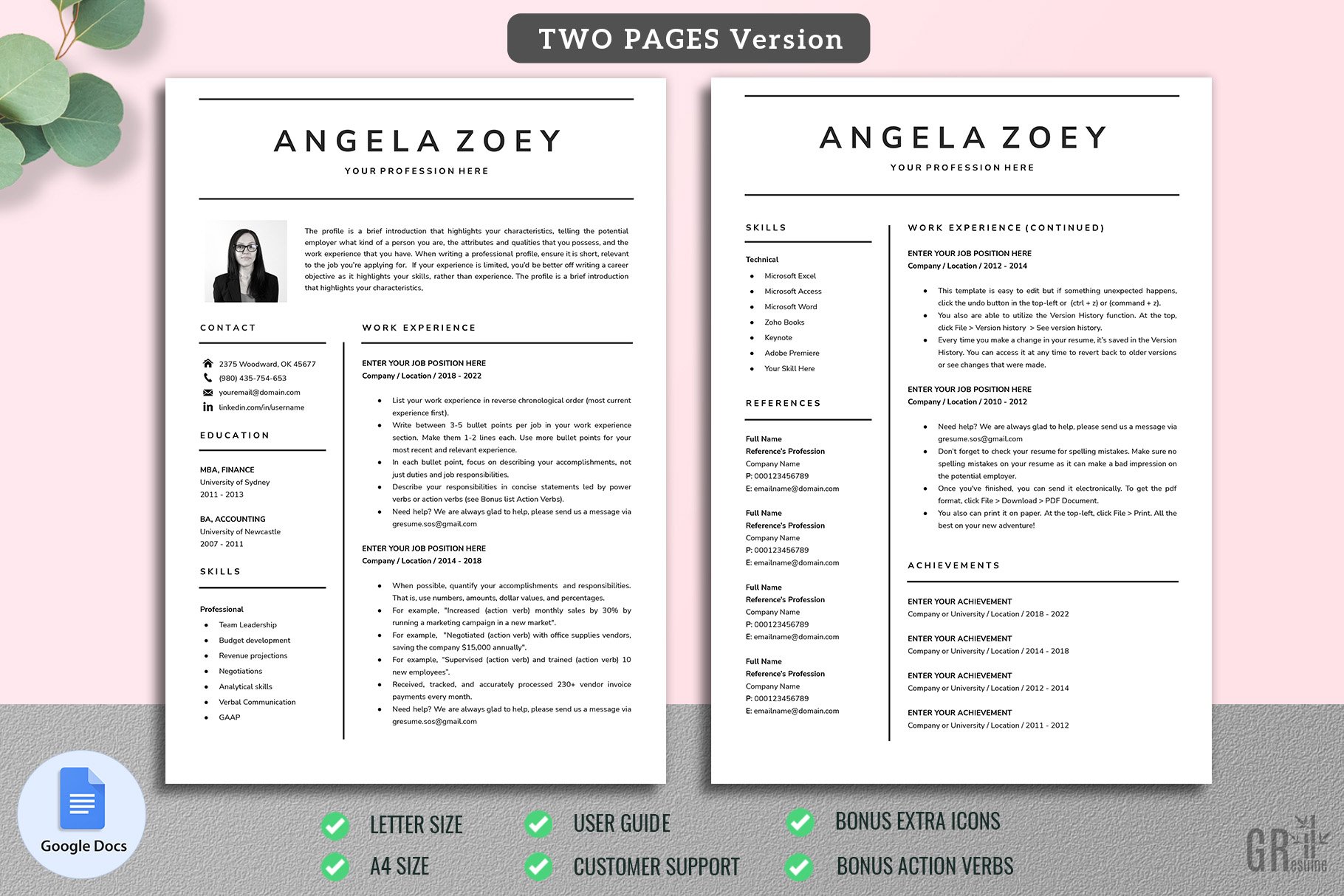 cm resume template 2 two pages 844