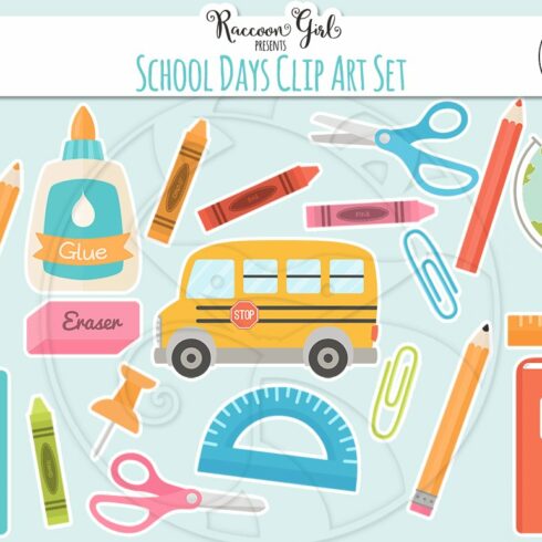 School Days Clipart Set cover image.