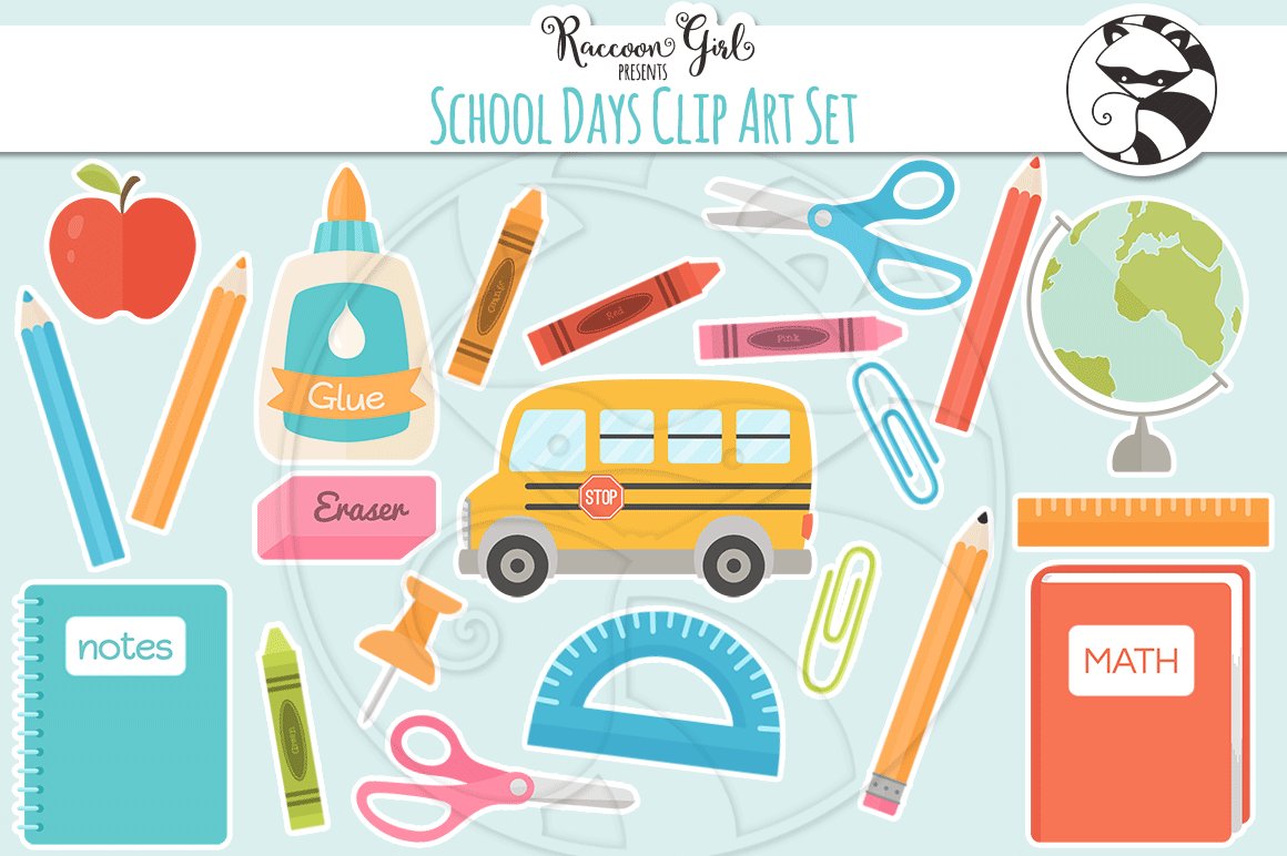 School Days Clipart Set cover image.