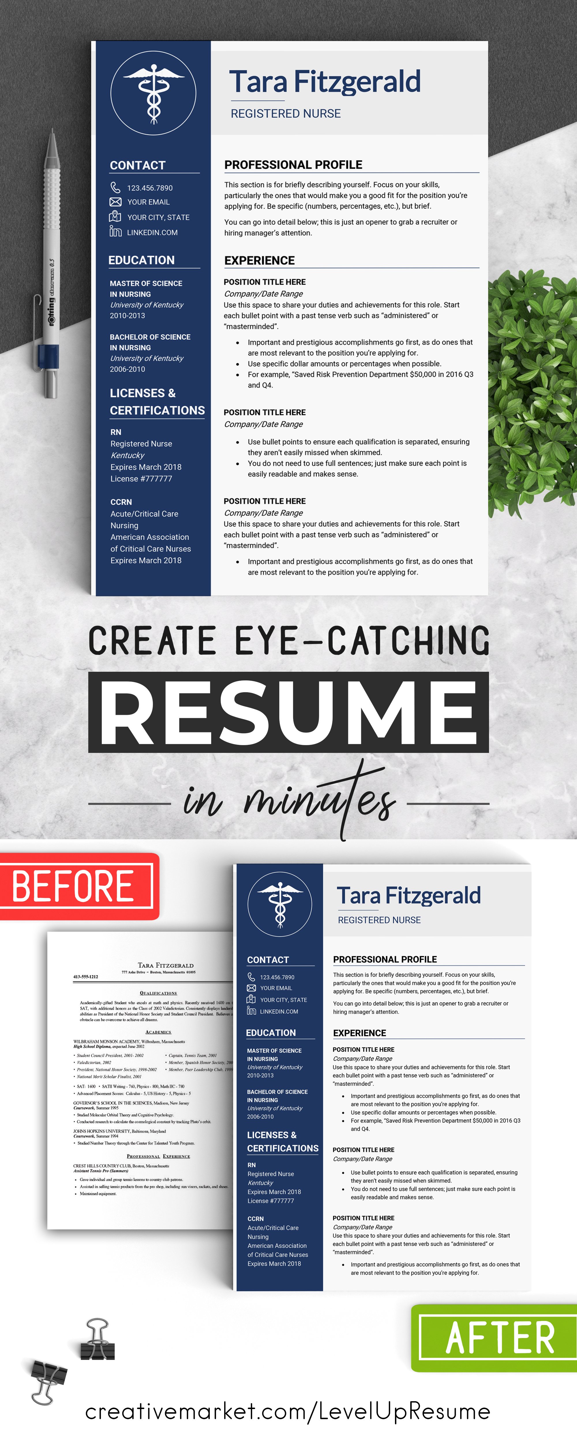 Professional resume template with a blue background.