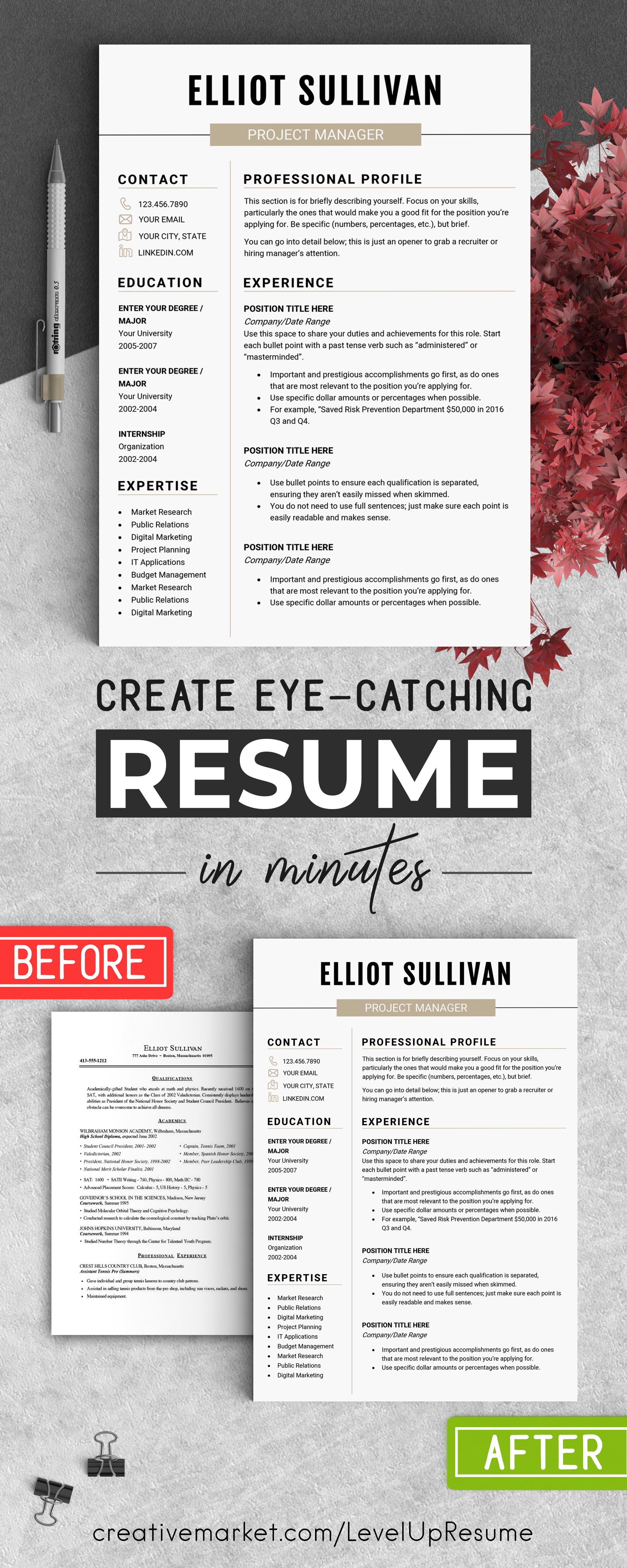RESUME Design CV Template (MS Word) cover image.