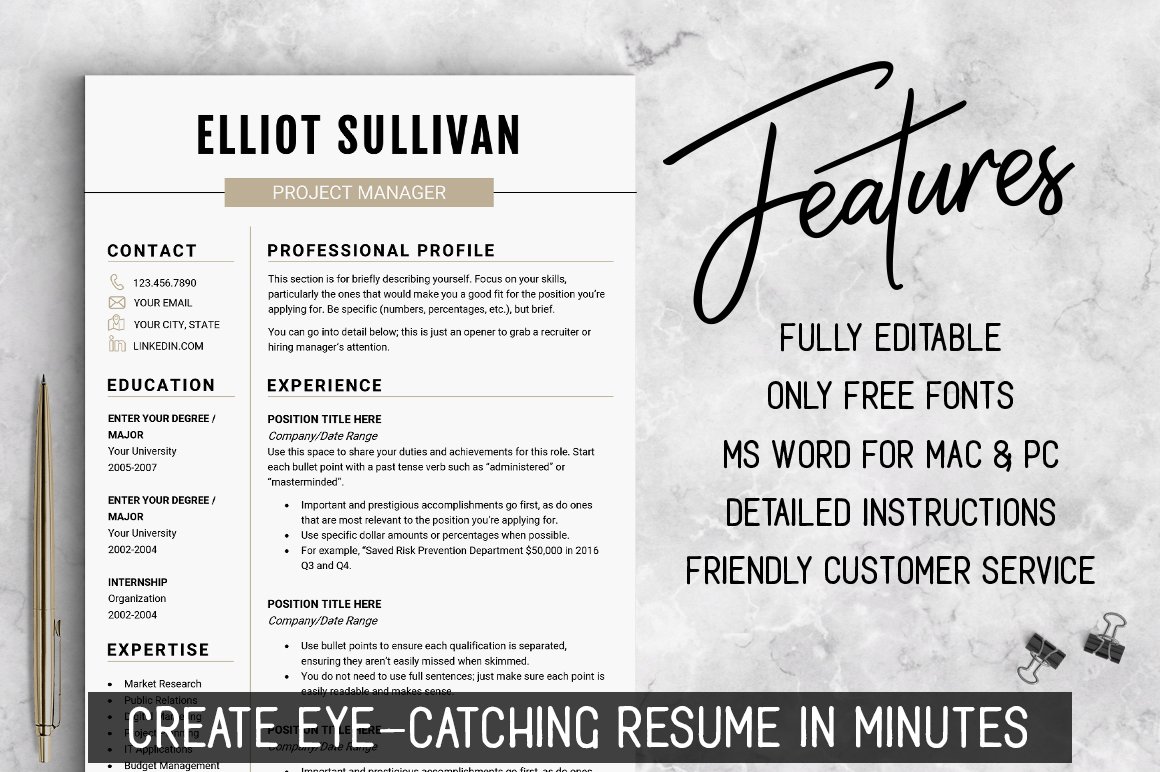 RESUME Design CV Template (MS Word) preview image.