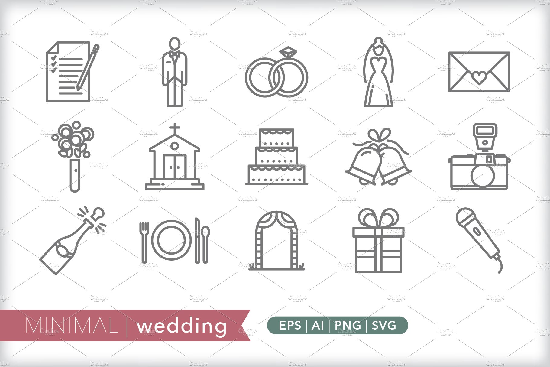 Minimal wedding icons cover image.