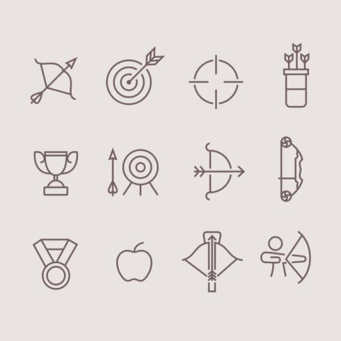 12 Archery Icons cover image.