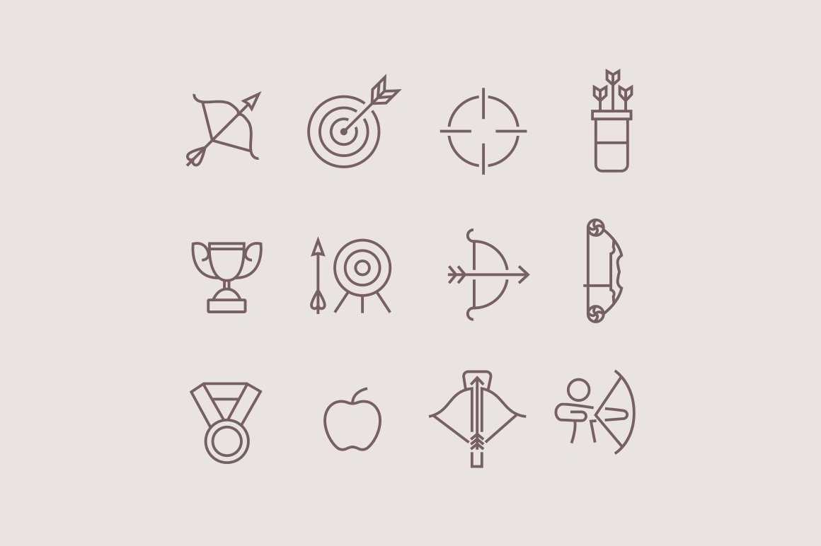 12 Archery Icons cover image.