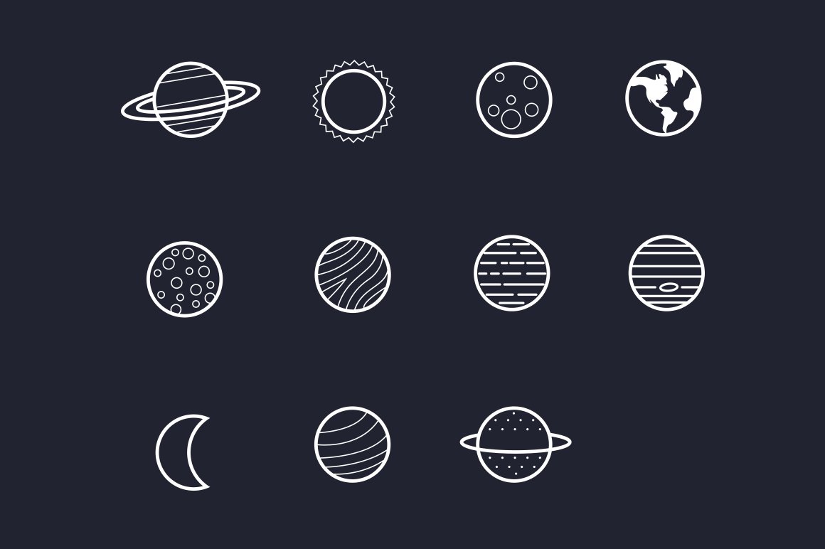 11 Solar System Planet Icons cover image.
