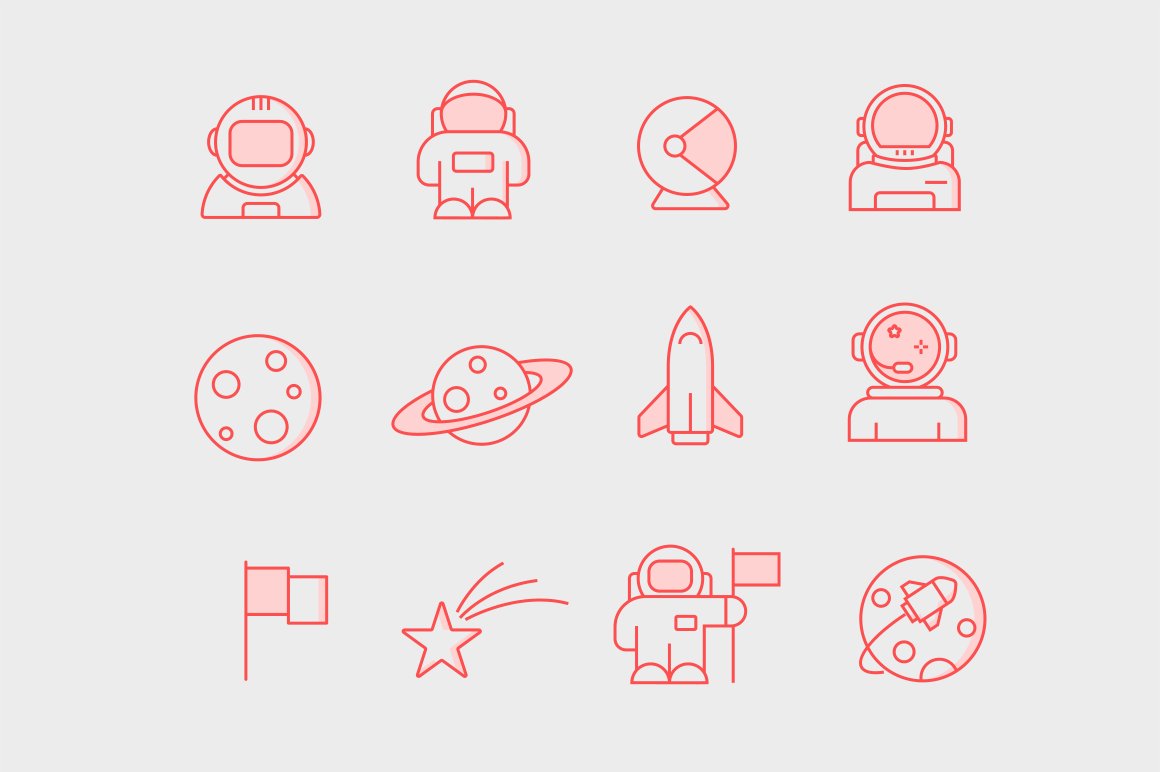12 Astronaut Icons cover image.