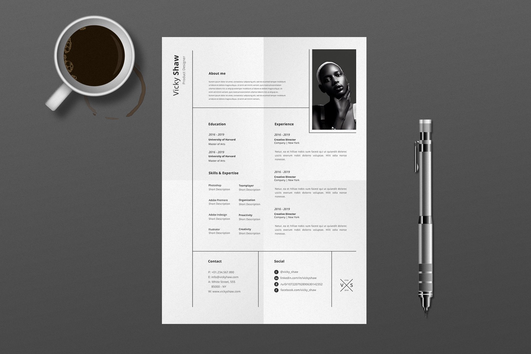 Vicky Resume Template cover image.