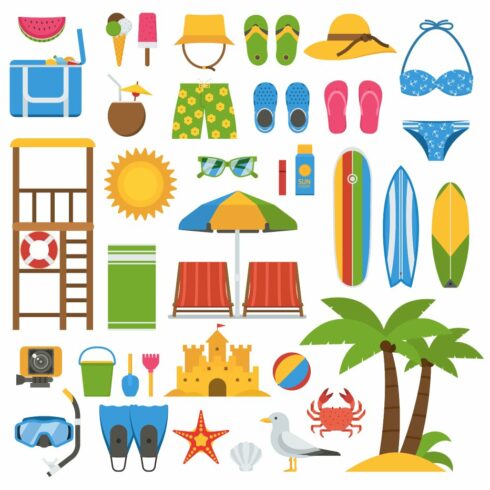 Summer Beach Icon Elements Set cover image.