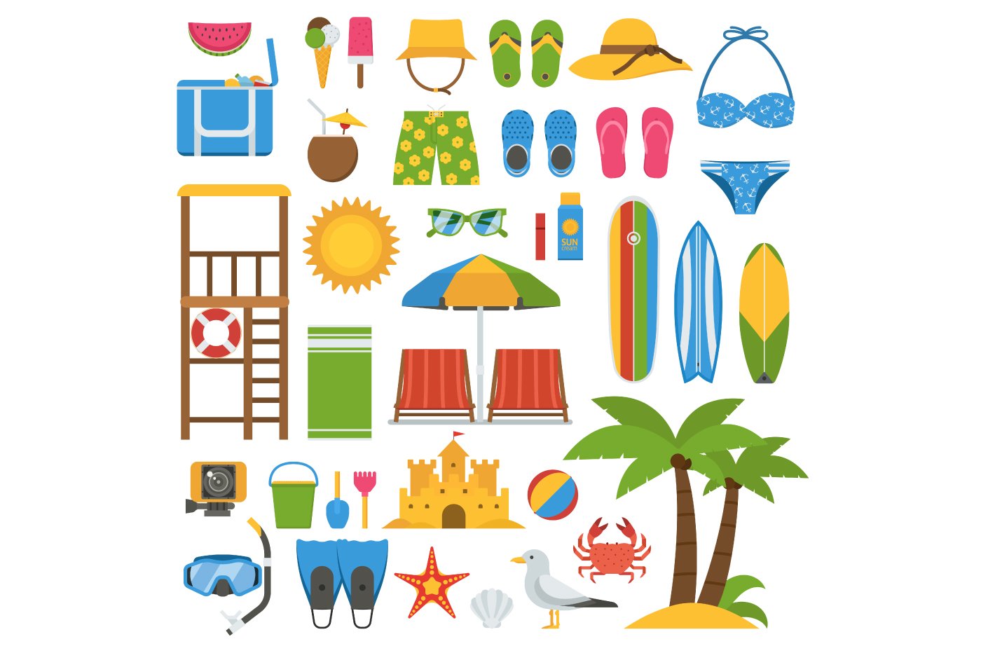 Summer Beach Icon Elements Set cover image.
