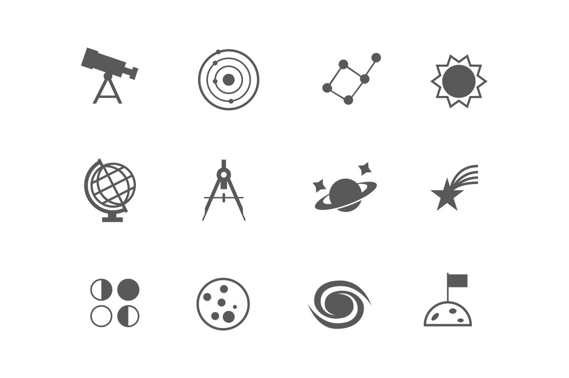 12 Astronomy and Space Icons cover image.