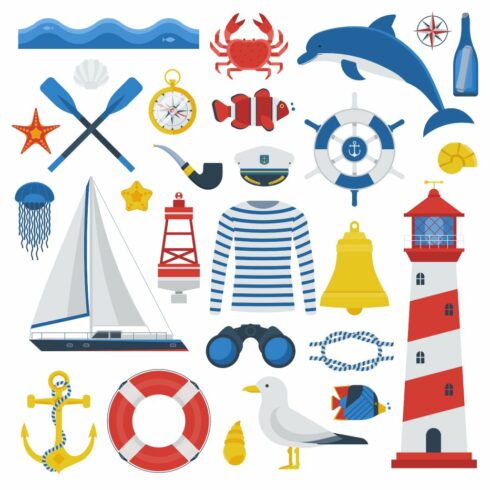 Marine Travel Sea Icon Set cover image.