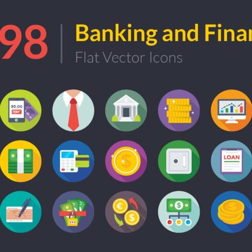 398 Banking and Finance Flat Icons cover image.