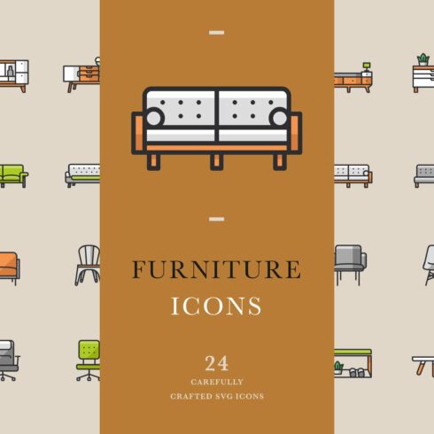 Furniture icons (coloured) cover image.