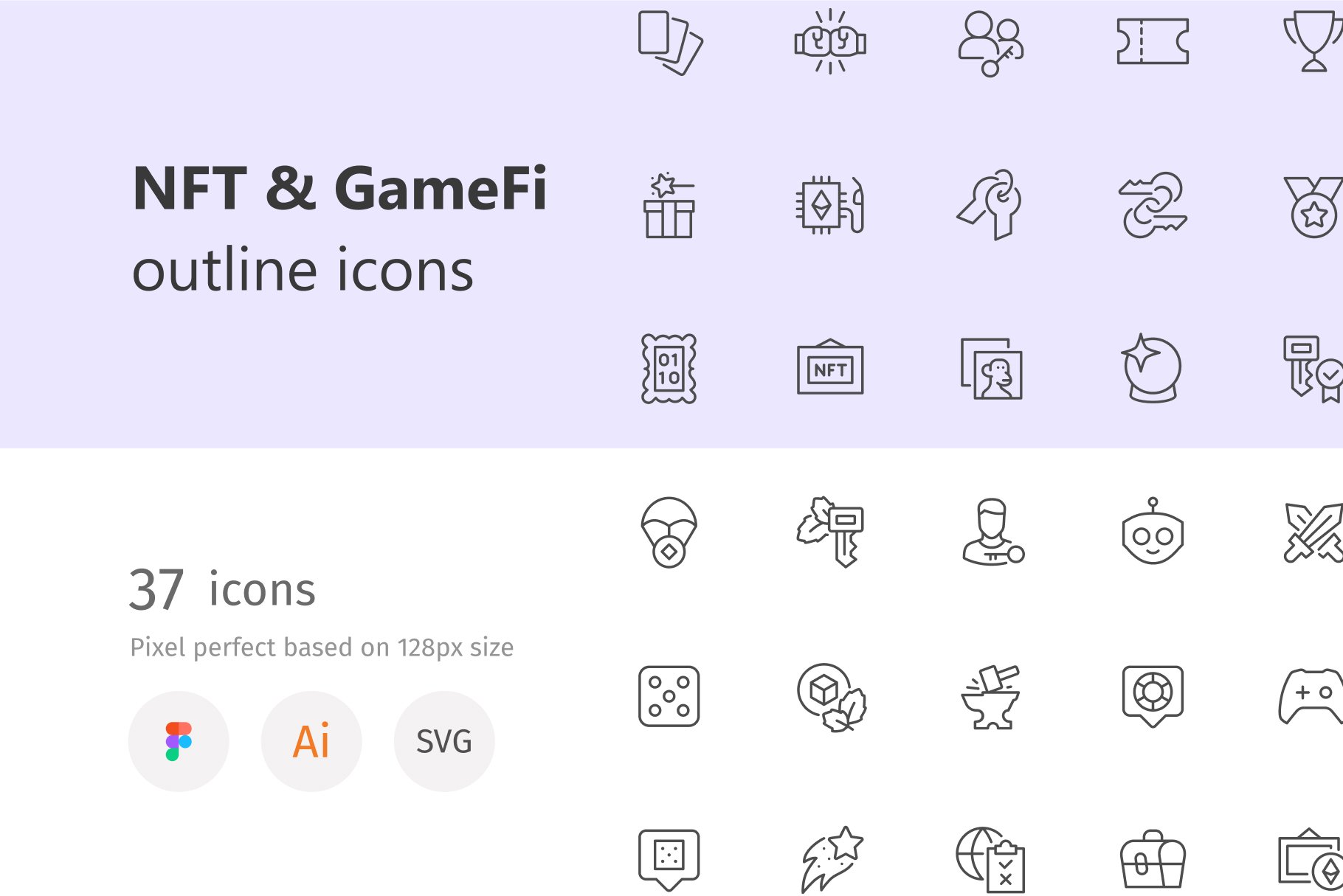 NFT & GameFi outline icons cover image.