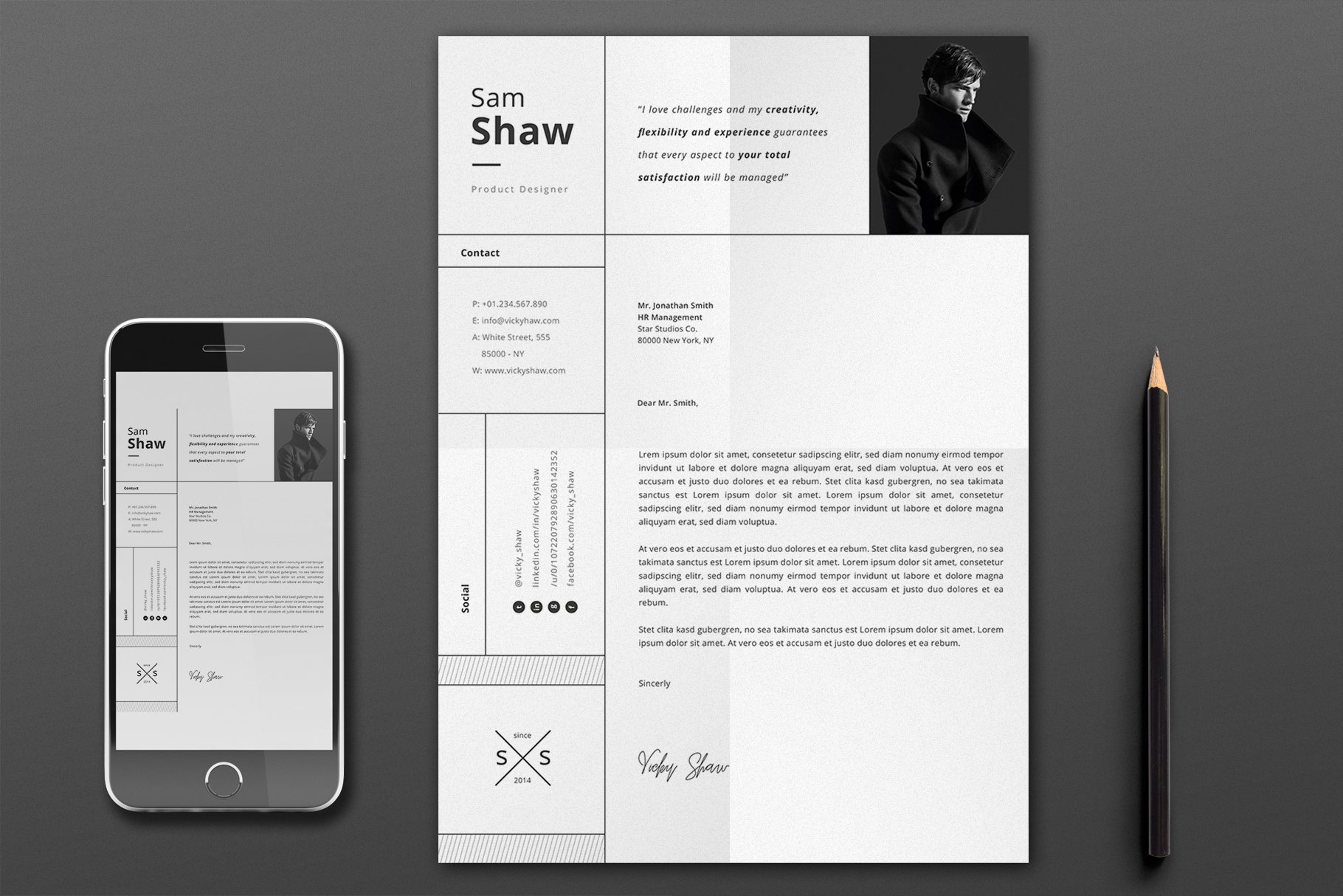 Sam Resume Template preview image.