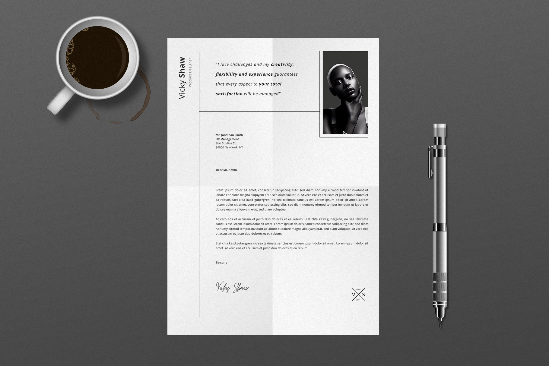 Vicky Resume Template preview image.