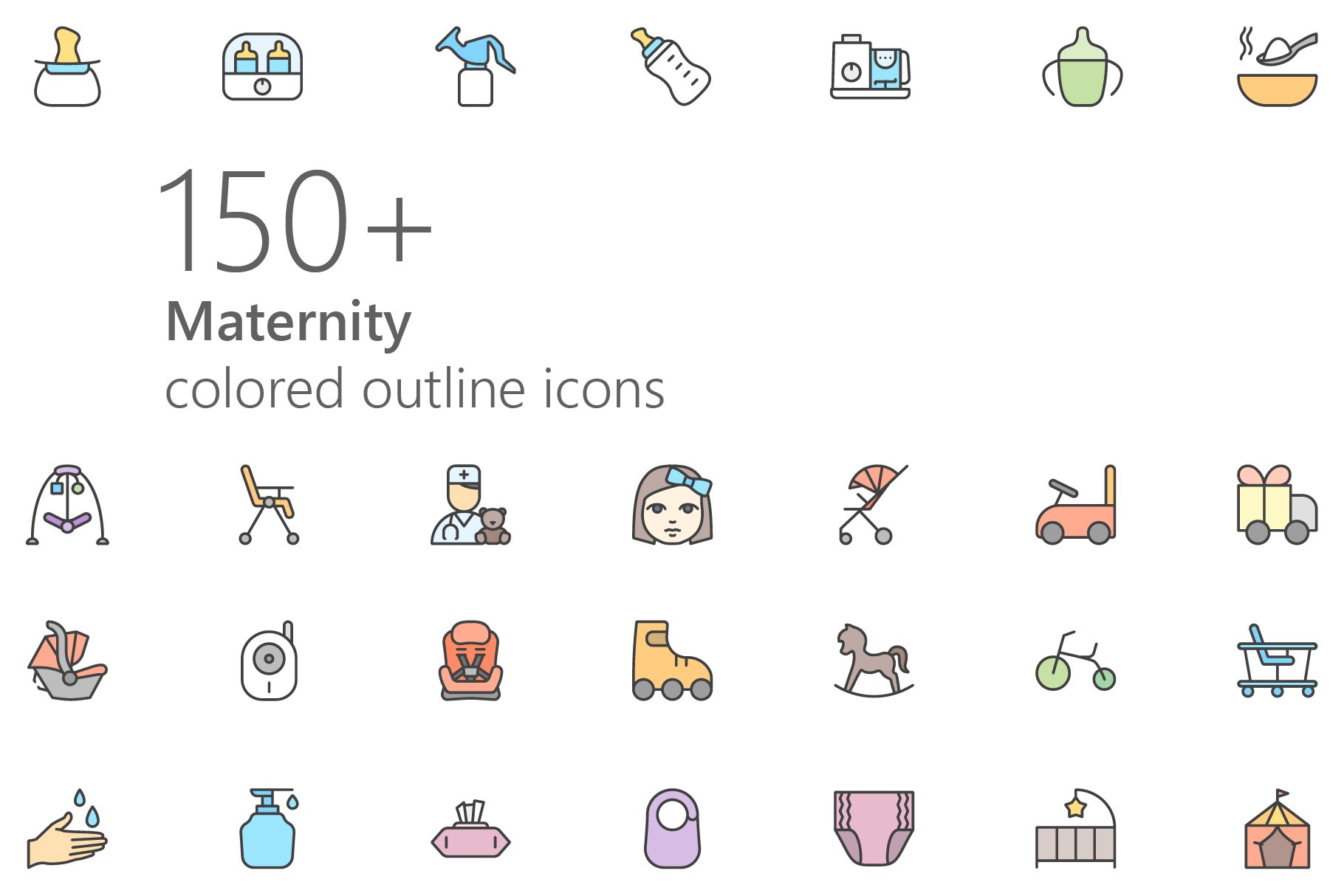 Maternity colored outline iconset cover image.