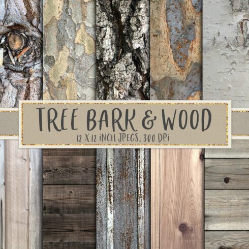 Tree bark and wood textures cover image.