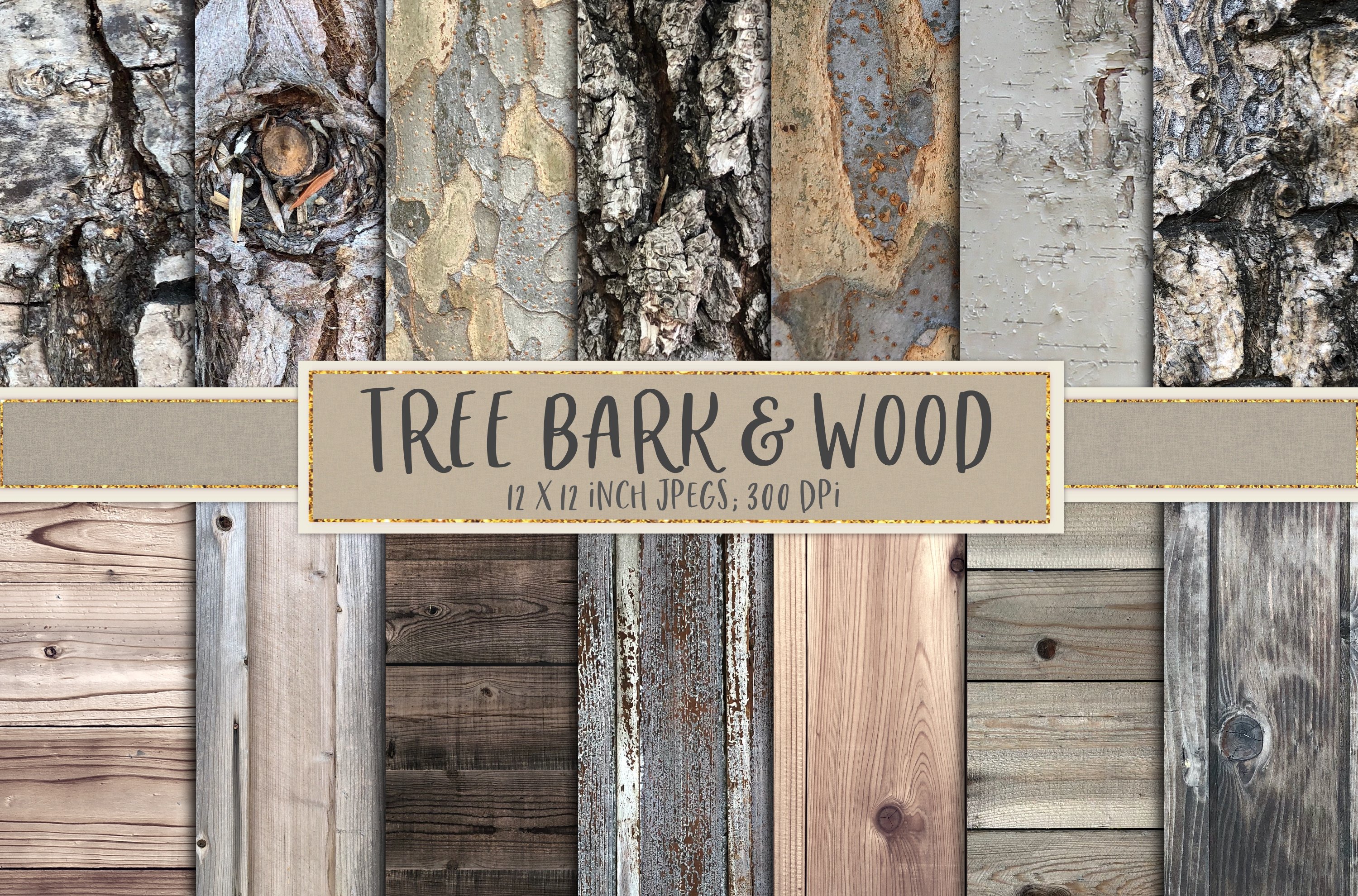 Tree bark and wood textures cover image.