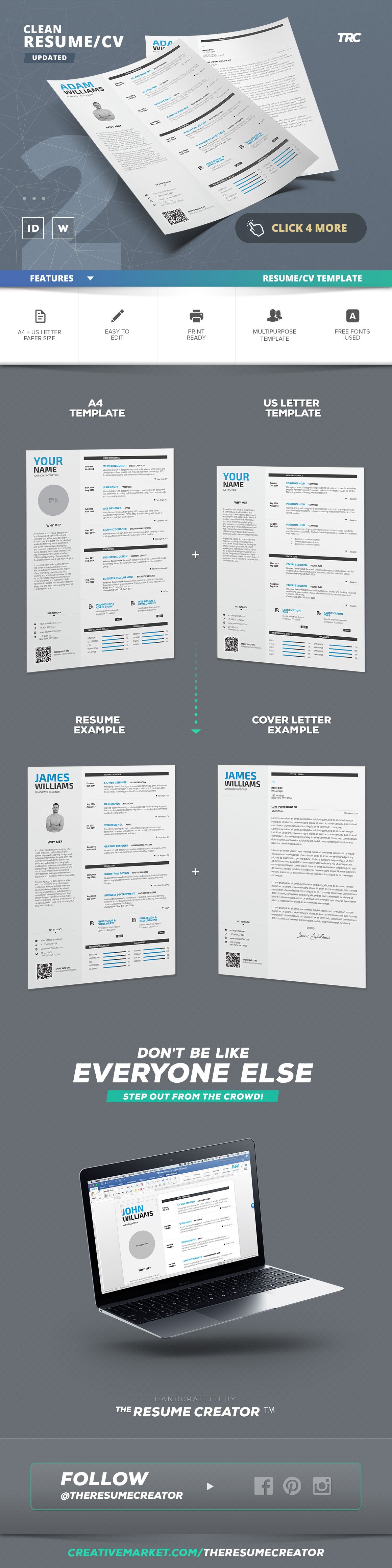 Clean Resume/Cv Template Volume 2 preview image.
