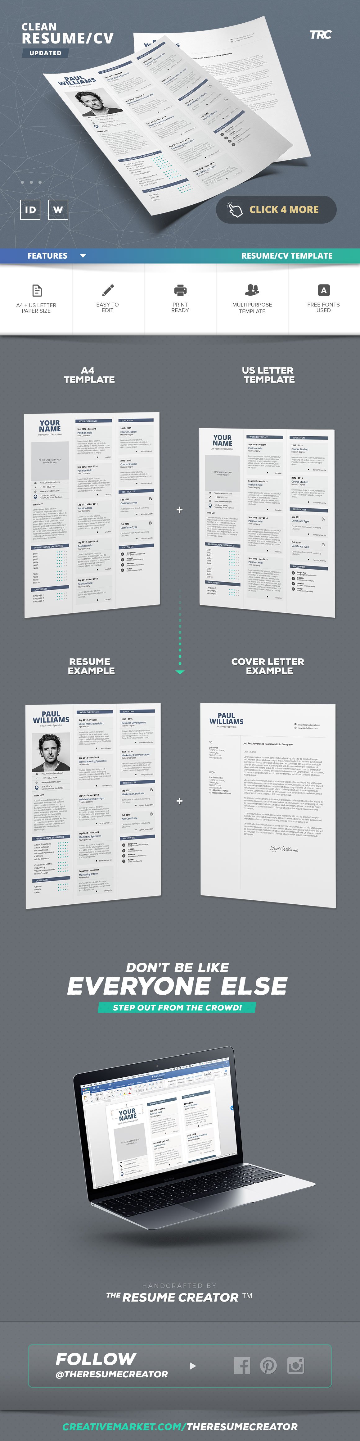 Clean Resume/Cv Template Volume 3 preview image.