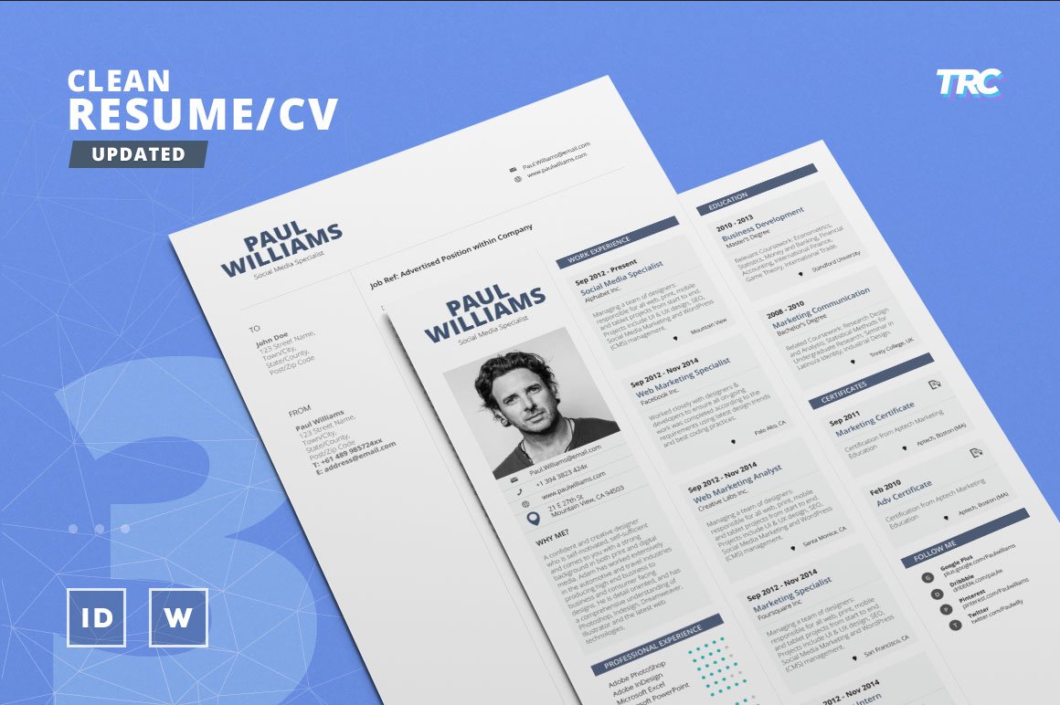 Clean Resume/Cv Template Volume 3 cover image.